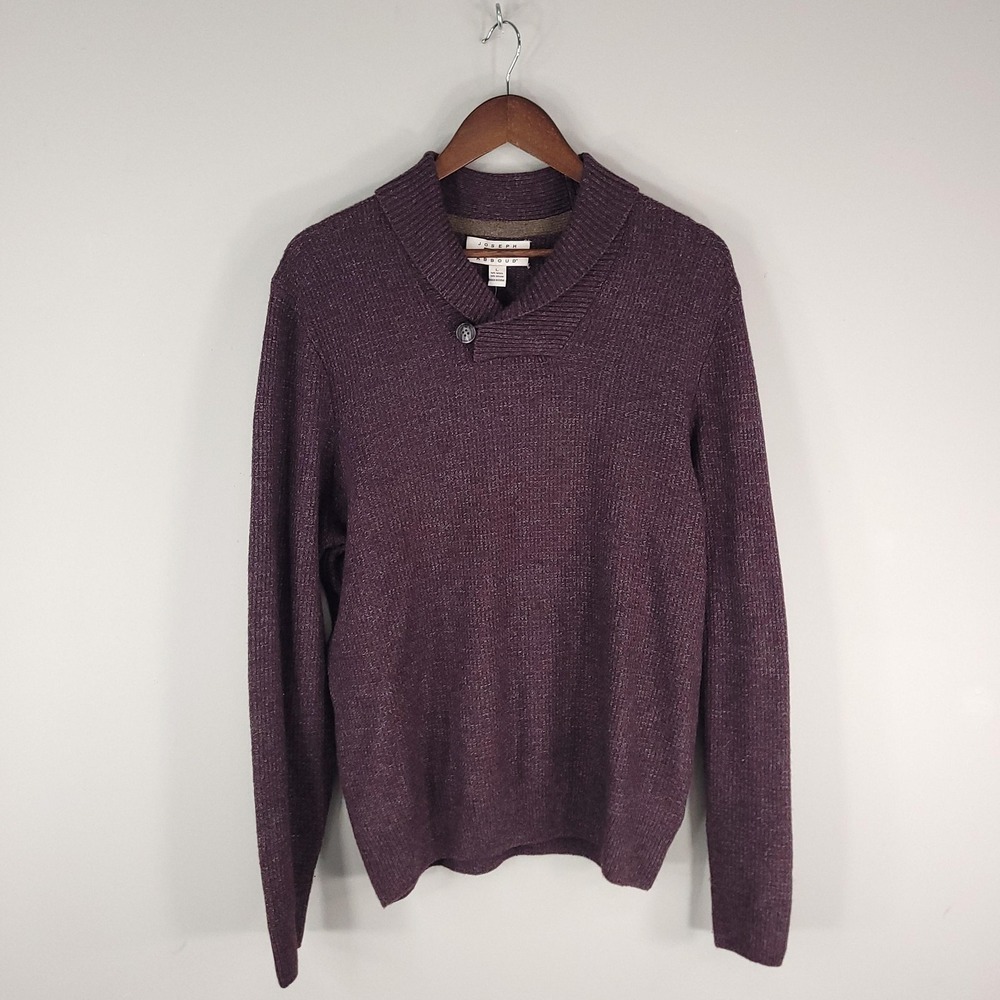 Joseph Abboud‎ Sweater Mens Large Purple Shawl Collar Button Pullover Wool Blend